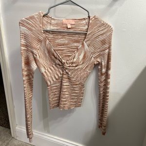 Cute Patterned Long Sleeve Twist Front